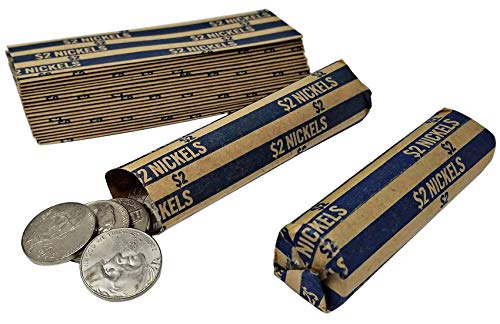 Product Cover J Mark 100 Nickel Coin Roll Wrappers, Made in USA, J Mark Coin Deposit Slip, Flat Coin Rollers