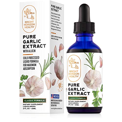 Product Cover Pure Garlic Extract with Allicin -Classic Formula - Immune Support, Vegan Friendly Natural Supplement - Raw Garlic in Liquid Form - Natural Superfood with Nutrients/Minerals - 2 fl oz Bottle