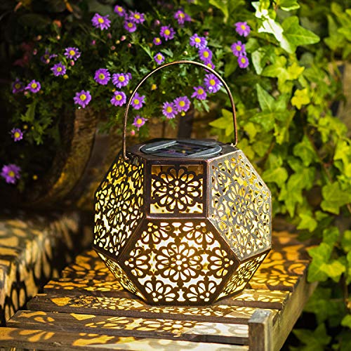 Product Cover Solar Lantern Hanging Garden Outdoor Lights Metal Waterproof LED Table Lamp (Bronze)