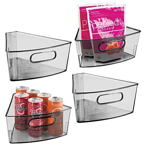 Product Cover mDesign Kitchen Cabinet Lazy Susan Storage Organizer Bin with Front Handle - Small Pie-Shaped 1/8 Wedge, 4