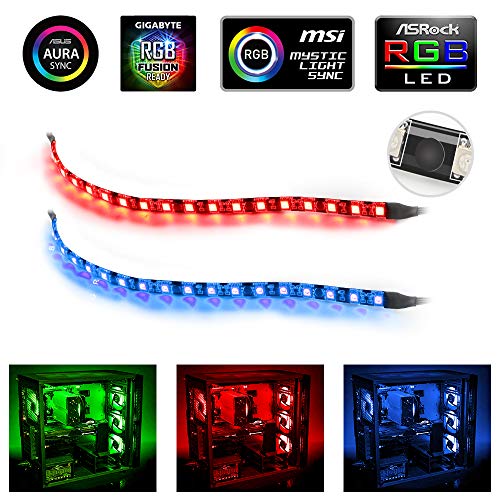 Product Cover RGB LED Light Strip - Speclux LED Strip for Modding PC Case,M/B with 4pin RGB Header Compatible with Asus Aura, Asrock RGB Led, Gigabyte RGB Fusion, MSI Mystic Light, 2 PCS SMD 5050 PC LED Strip