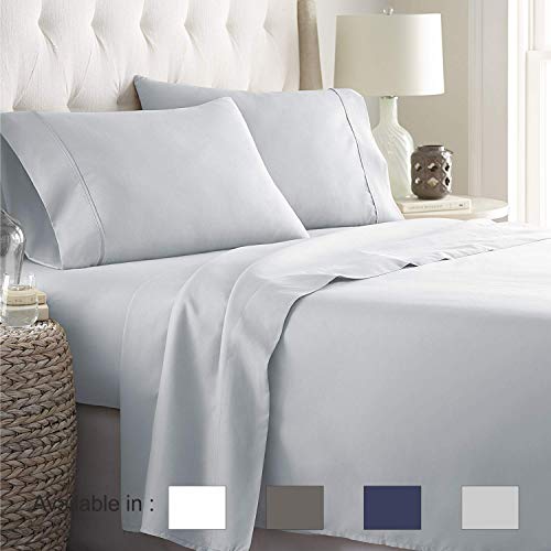 Product Cover Full-Xl sheets Extra Deep Pockets 15 Inch 500 Thread Count 4 Piece Sheet Set 100% Cotton Sheet Set Light Grey Solid Sheet,long staple cotton Bedsheet And Pillow Cover,Sateen Finish,Soft,Breathable