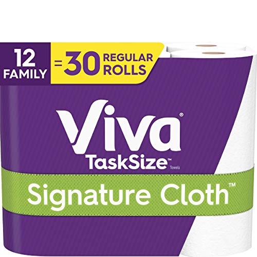 Product Cover Viva Signature Cloth TaskSize Paper Towels, Soft & Strong Kitchen Paper Towels, White, 2 Packs of 6 Family Rolls (12 Family Rolls = 30 Regular Rolls)