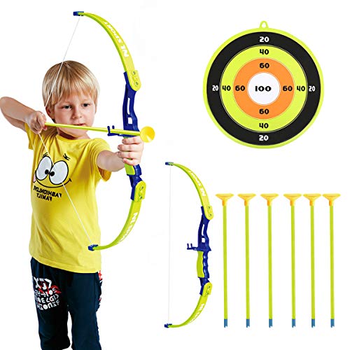 Product Cover Conthfut Archery Set Kids Green Bow and Arrow Play Toy, Outdoor Hunting Game with 6 Suction Cup Arrows, Target for Boys and Girls