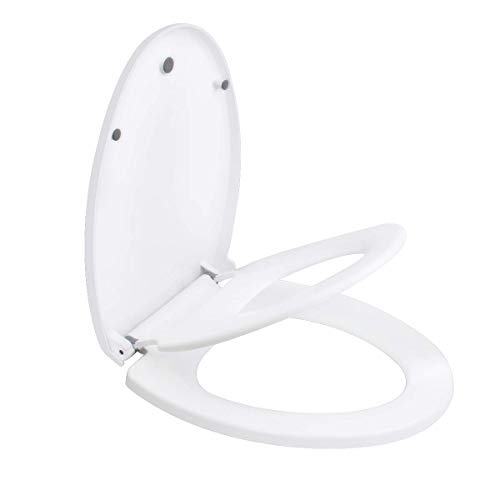 Product Cover Cadrim Toilet Seat with Child Seat, [Elongated] and Slow Close Toilet Lid for Adults and Kids Potty Training (White)
