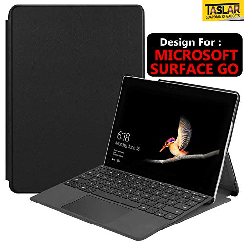 Product Cover Taslar Ultra Thin Protective Pu Leather Book Wallet Case with Stand Function, Shockproof Soft Flip Cover for Microsoft Surface Go (Black)