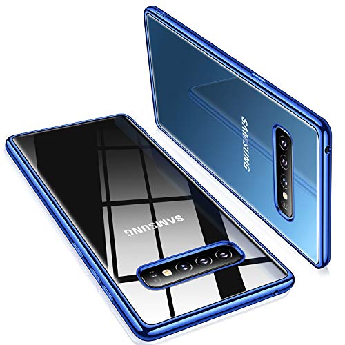 Product Cover TORRAS Crystal Clear Galaxy S10+ Plus case 6.4 inch, Ultra-Thin Slim Fit Flashy Edge Case Soft TPU Cover for Galaxy S10 Plus, Glossy Blue