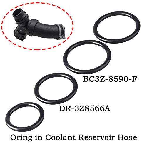 Product Cover O-Rings Gasket Seal Set Fits For Ford 2011-2018 F-150, 2011-2017 Mustang - Coolant Tee, Radiator Hose, Reservoir Expansion Tank Hose. DR3Z-8566-A & 2x BC3Z-8590-F & Reservoir Horse