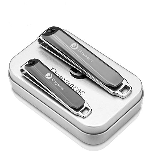 Product Cover Donyanese Nail Clipper Set,Fingernail and Toenail Clippers Cutter,2PCS Sharp Stainless Steel Nail Cutter Trimmer Set With Metal Case,Best Nail Clipper for Men&Women
