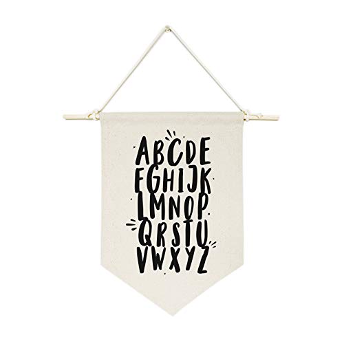 Product Cover The Cotton & Canvas Co. Alphabet Hanging Wall Canvas Banner for Baby Girl, Baby Boy, Nursery, Teen and Kids Room