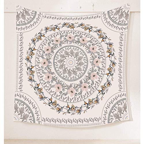 Product Cover Simpkeely Sketched Floral Medallion Tapestry, Bohemian Mandala Wall Hanging Tapestries, Indian Art Print Mural for Bedroom Living Room Dorm Home Décor 59.1x59.1 Inches（Mauve）