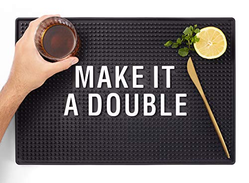 Product Cover Bar Mat for Home Bar Decorations - Man Cave Basement Presents Decor - Cool Gift Idea Dad Son Husband Father's Day - Housewarming - College - New Home - Rubber Bar Service Spill Mat (12 x 18 inches)