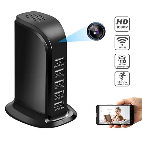 Product Cover WiFi Hidden Camera Charger, Mini Spy Camera 1080P with 5 Port Plug Desktop Charging Station Charger Camera, Home Surveillance Camera,Full HD Nanny Cam