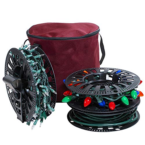 Product Cover 612 Vermont Christmas Light Storage Reel Holder with Installation Clip, Polyester Zip up Bag, Organizes up to 150 Foot of Mini Lights