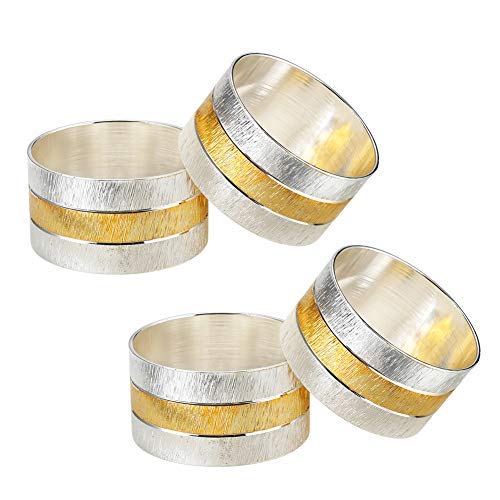 Product Cover Accmor Napkin Rings, Metal Gold Round Napkin Rings Buckles for Table Decorations, Wedding, Dinner,Party, Set of 4