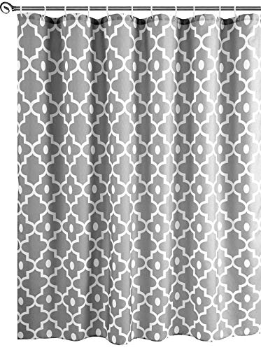 Product Cover Biscaynebay Textured Fabric Shower Curtains, Morocco Pearl Prinetd Bathroom Curtains, Silver Grey 72 by 72 Inches