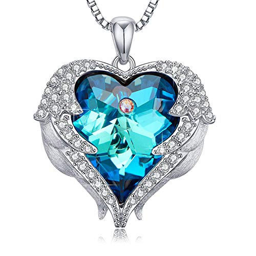 Product Cover Caperci Angel Wings Heart Swarovski Crystal Pendant Necklace - Romantic Jewelry Gifts for Valentine's Day