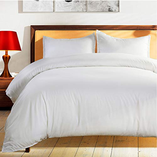 Product Cover BALICHUN Duvet Cover Set Queen Size White Premium with Zipper Closure Hotel Quality Wrinkle and Fade Resistant Ultra Soft -3 Piece-1 Soft Microfiber Comforter Cover Matching 2 Pillow Shams