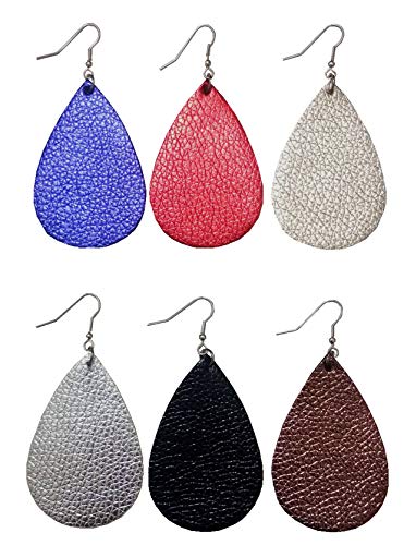 Product Cover lixuan 6 Pairs Leather Earrings, Lightweight Leaf Drop Earrings for Women...