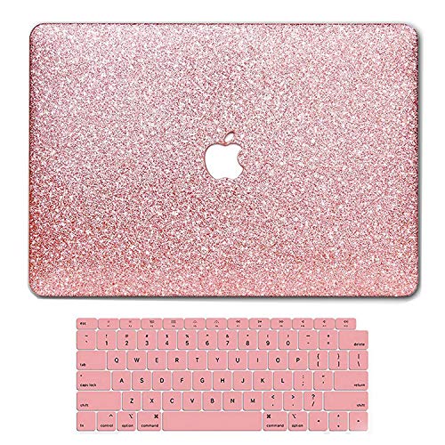 Product Cover anban MacBook Air 13 Inch Case 2019 2018 Release A1932, Glitter Bling Smooth Protective Laptop Shell Slim Snap On Case with Keyboard Cover Compatible for MacBook Air 13 with Retina Display, Rose Gold