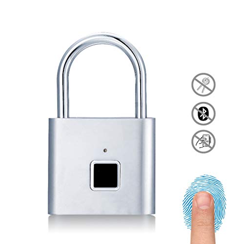 Product Cover Fingerprint Padlock, Uervoton Gym Lock for Locker, Sports, School & Employee Locker, Door, Fence, Hasp and Storage - Metal and Steel IP65 (No App Lock) (Silver)