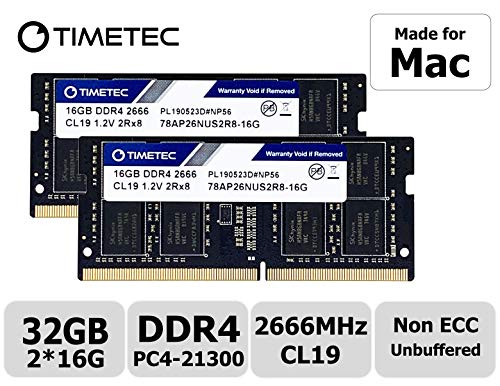 Product Cover Timetec Hynix IC 32GB KIT(2x16GB) Compatible for Apple 2019 iMac 27-inch w/Retina 5K Display, Late 2018 Mac Mini DDR4 2666MHz PC4-21300 2Rx8 CL19 1.2V SODIMM Memory RAM Upgrade (32GB KIT(2x16GB))
