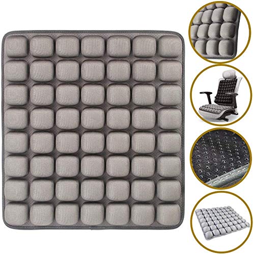 Product Cover SUNFICON Air Inflatable Seat Cushions Portable Breathable Comfort Cushion Car Seat Office Chair Wheelchair Pad Orthopedics Pain Pressure Relief Cushion Camping Seat Mat 18'' x 16'' Grey