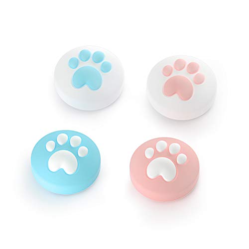 Product Cover LeyuSmart Cat Claw Thumb Grip Caps, Joystick Cap for Nintendo Switch & Lite, Soft Silicone Cover for Joy-Con Controller (Pink&Blue)