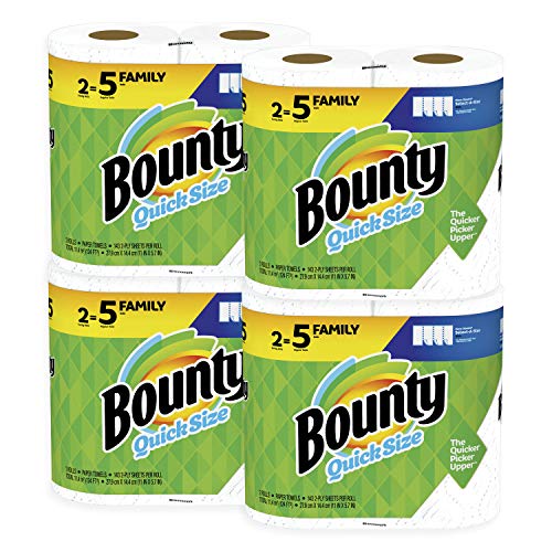 Product Cover Bounty Quick-Size Paper Towels, White, 8 Family Rolls = 20 Regular Rolls