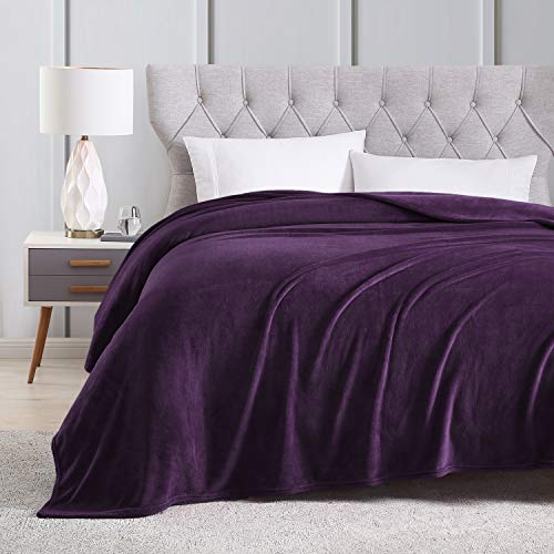 Product Cover EXQ Home Fleece Blanket King Size Purple Throw Blanket for Bed or Couch - Microfiber Fuzzy Flannel Blanket for Adults or Kids