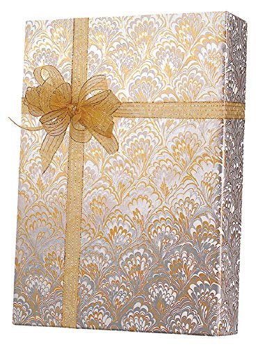 Product Cover Metallic Feathers Wedding & Anniversary Gift Wrap Roll - 24