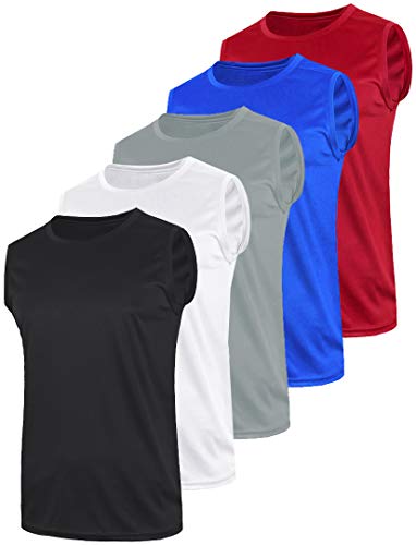 Product Cover Liberty Imports Pack of 5 Men's Athletic Tank Tops Sleeveless Muscle Shirts Quick Dry Activewear