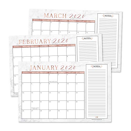 Product Cover Rose Gold Marble 2020-2021 Large Monthly Desk or Wall Calendar Planner, Big Giant Planning Blotter Pad, 18 Month Academic Desktop, Hanging 2-Year Date Notepad Teacher, Family or Business Office 11x17