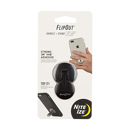 Product Cover Nite Ize FlipOut - Low Profile Folding Handle and Stand with 3M VHB for Smartphones with 3M VHB, Black