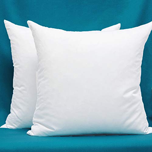 Product Cover Set of 2, Cotton Fabric Pillow Inserts, Filled with Down and Feather Decorative Throw Pillows Inserts, 20 x 20 Inches