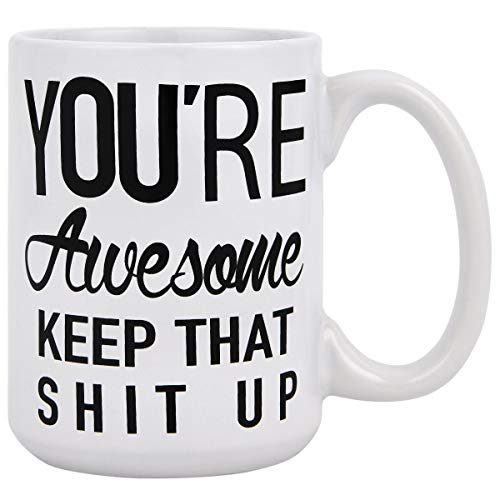 Product Cover Funny Coffee Mug You are Awesome Coffee Tea Cup Unique Festival Birthday Present for Men Women 15 Ounce