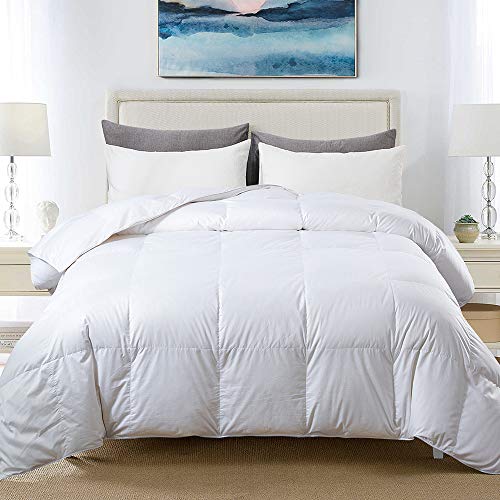 Product Cover COSYBAY 100% Cotton Quilted Down Comforter White Goose Duck Down and Feather Filling - All Season Duvet Insert or Stand-Alone - Queen Size（90×90 Inch）