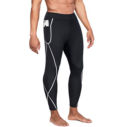 Product Cover Wonderience Men Hot Neoprene Sauna Sweat Pants Slimming Body Shaper for Weight Loss Hot Thermo Leggings Workout Pants