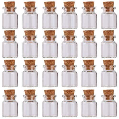 Product Cover MaxMau 24 Sets of 5ml Small Glass Bottles with Cork Stopper Tiny Clear Vials Storage Container for Art Crafts Projects Decoration Party Supplies