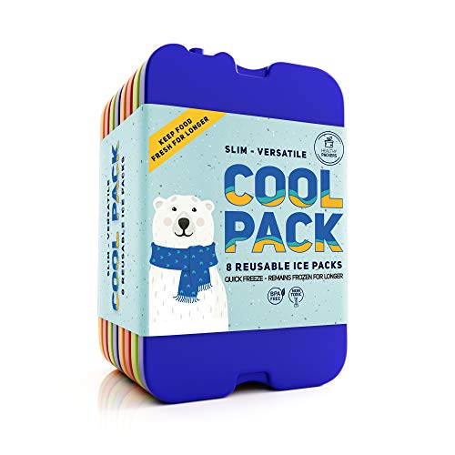 Product Cover [NEW] Ice Packs for Lunch Box - Freezer Packs - Original Cool Pack | Slim & Long-Lasting Ice Pack for your Lunch or Cooler Bag (8pk)