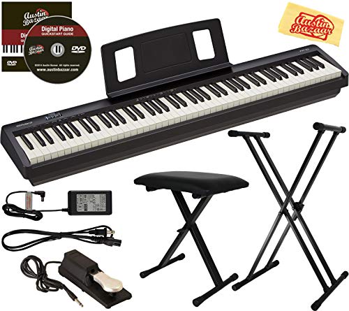 Product Cover Roland FP-10 Digital Piano Bundle with Adjustable Stand, Bench, Sustain Pedal, Online Lessons, Instructional DVD, and Austin Bazaar Polishing Cloth