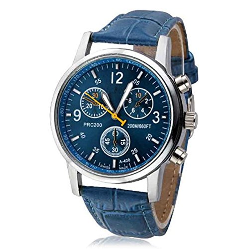 Product Cover Bokeley Wristwatches, Men Watches,Mens Fashion Luxury Crocodile Faux Leather Stainless Steel Analog Watch (Blue)