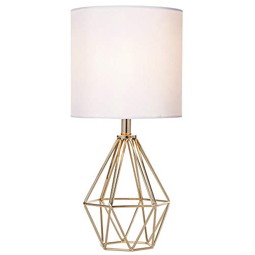 Product Cover COTULIN Gold Modern Hollow Out Base Living Room Bedroom Small Table Lamp,Bedside Lamp with Metal Base and White Fabric Shade