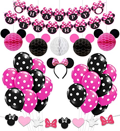 Product Cover Kreatwow Minnie Themed Birthday Party Supplies Decorations for 1st 2nd 3rd Birthday Baby Shower