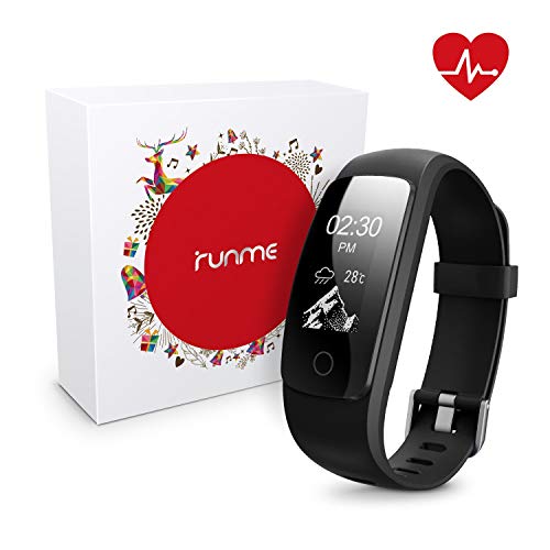 Product Cover runme Fitness Tracker with Heart Rate Monitor, Activity Tracker Smart Watch with Sleep Monitor, IP67 Water Resistant Walking Pedometer with Call/SMS Remind for iOS/Android (Black(Gift Package))