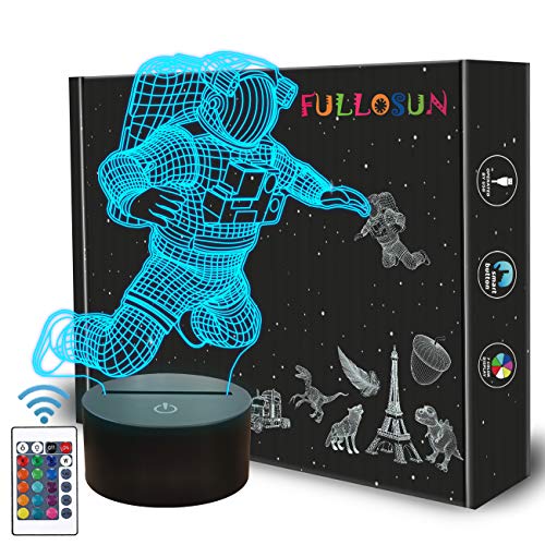 Product Cover Spaceman 3D Night Light, Astronaut Rocket Optical Illusion Lamp Home Decor Bedroom Light with Remote Control 16 Colors Changing Marvel Xmas Birthday Gift for Outer Space Fan