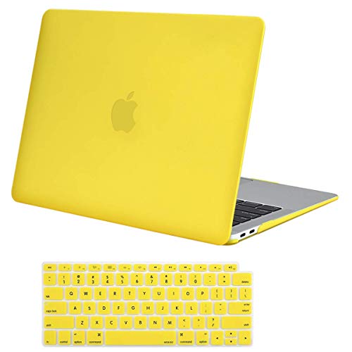 Product Cover MOSISO MacBook Air 13 inch Case 2019 2018 Release A1932 with Retina Display, Plastic Hard Shell Case & Keyboard Cover Skin Only Compatible with MacBook Air 13 with Touch ID, Yellow