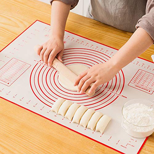 Product Cover Large Silicone Pastry Mat Extra Thick Non Stick Baking Mat with Measurement Fondant Mat, Counter Mat, Dough Rolling Mat, Oven Liner, Pie Crust Mat (16''(W)24''(L))