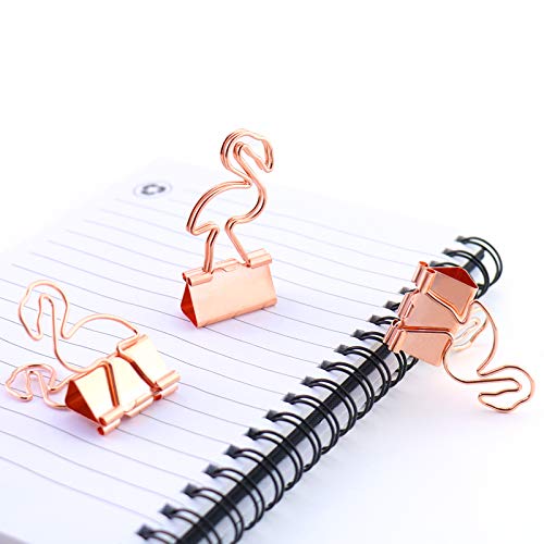Product Cover Eagle Binder Clips, Paper Clips, Page Marker, Cute Flamingo Shaped, Rose Gold, for Office School Supplies, Pack of 8(Flamingo)