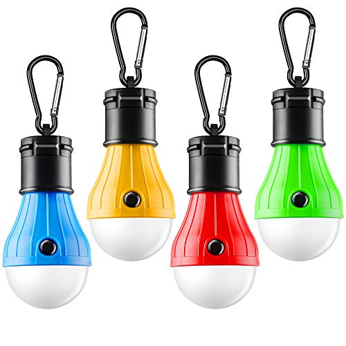 Product Cover FLY2SKY Tent Lamp Portable LED Tent Light 4 Packs Clip Hook Hurricane Emergency Lights LED Camping Light Bulb Camping Tent Lantern Bulb Camping Equipment for Camping Hiking Backpacking Fishing Outage